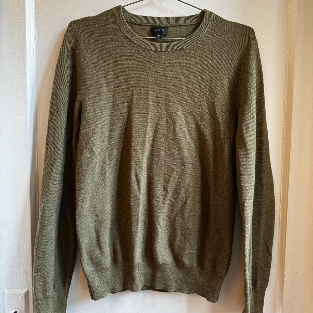 J. Crew 100% Cotton Crewneck Sweater in Olive